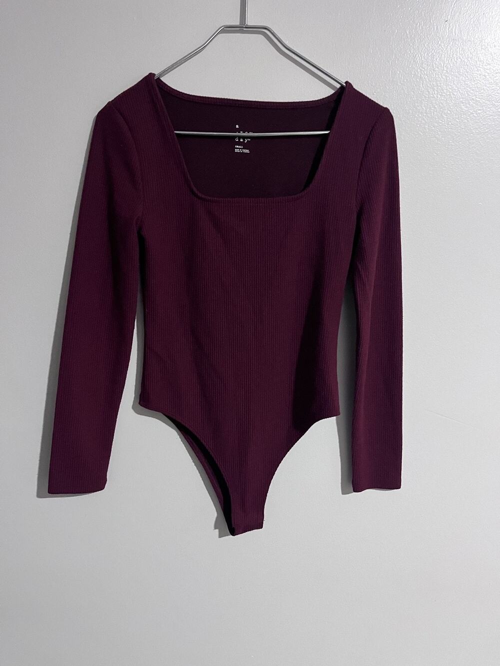 A New Day Bodysuit Womens S Purple Ribbed High Leg Unlined Stretch Knit